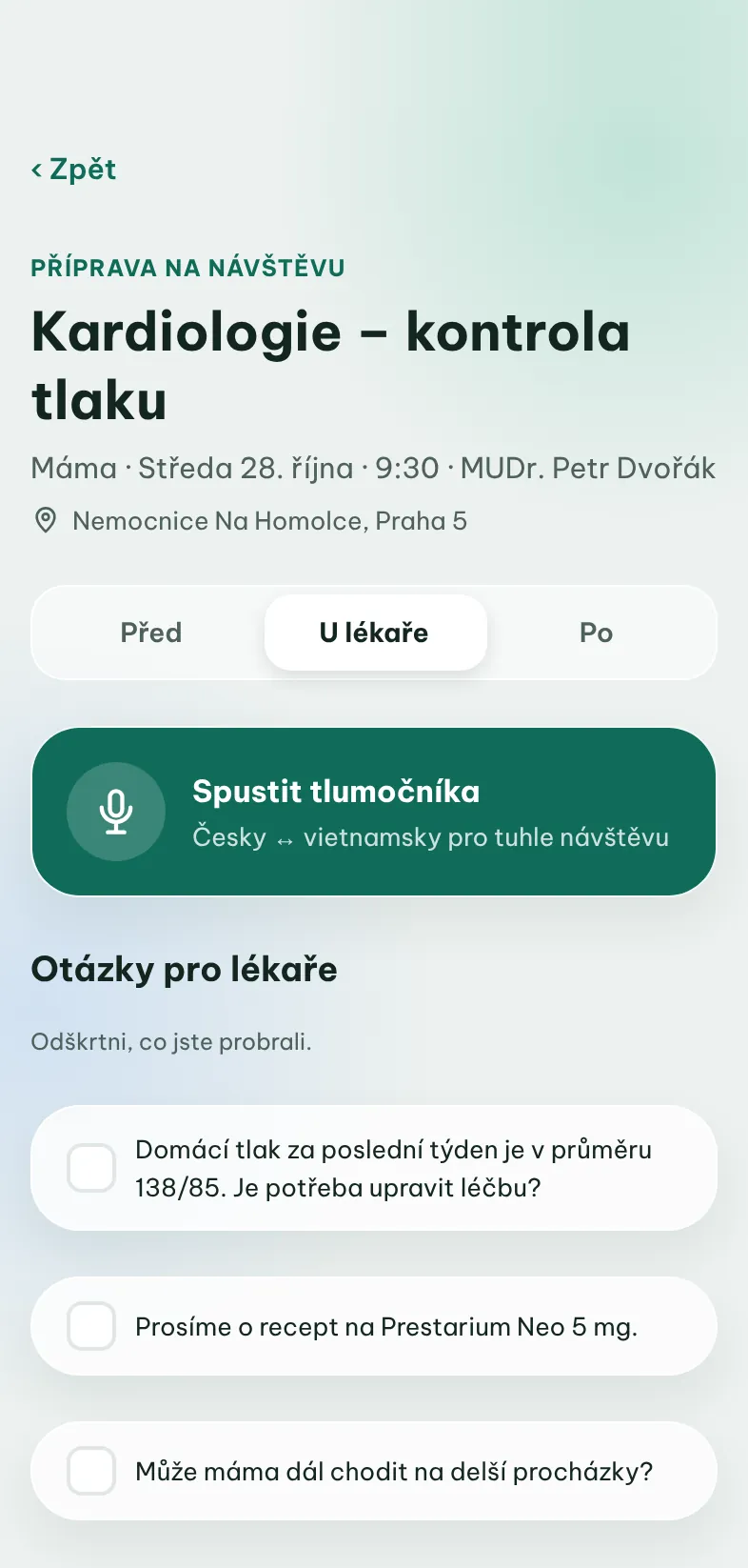 Návštěvy u lékaře