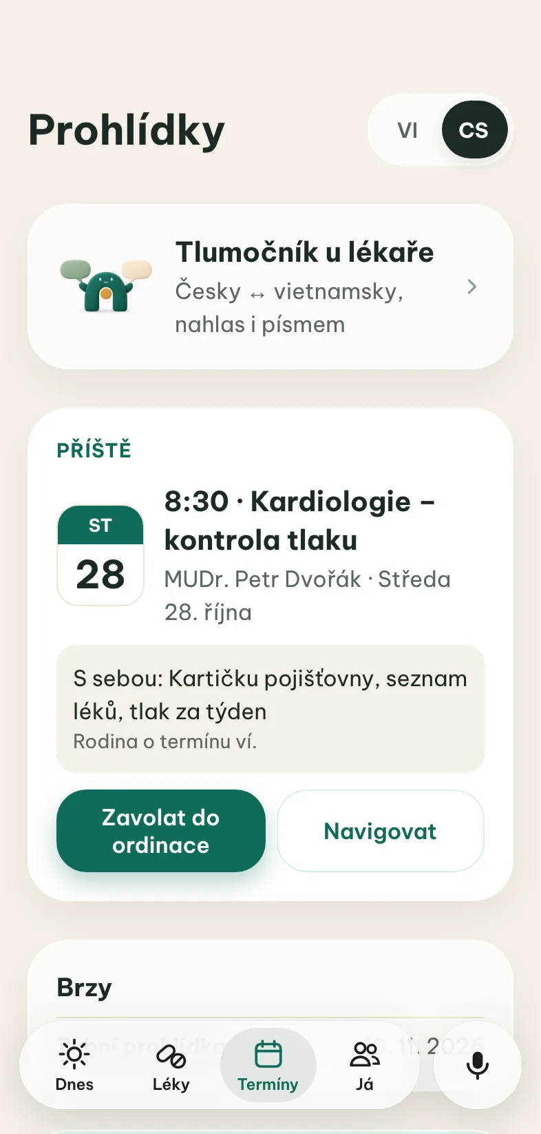 Záložka Termíny