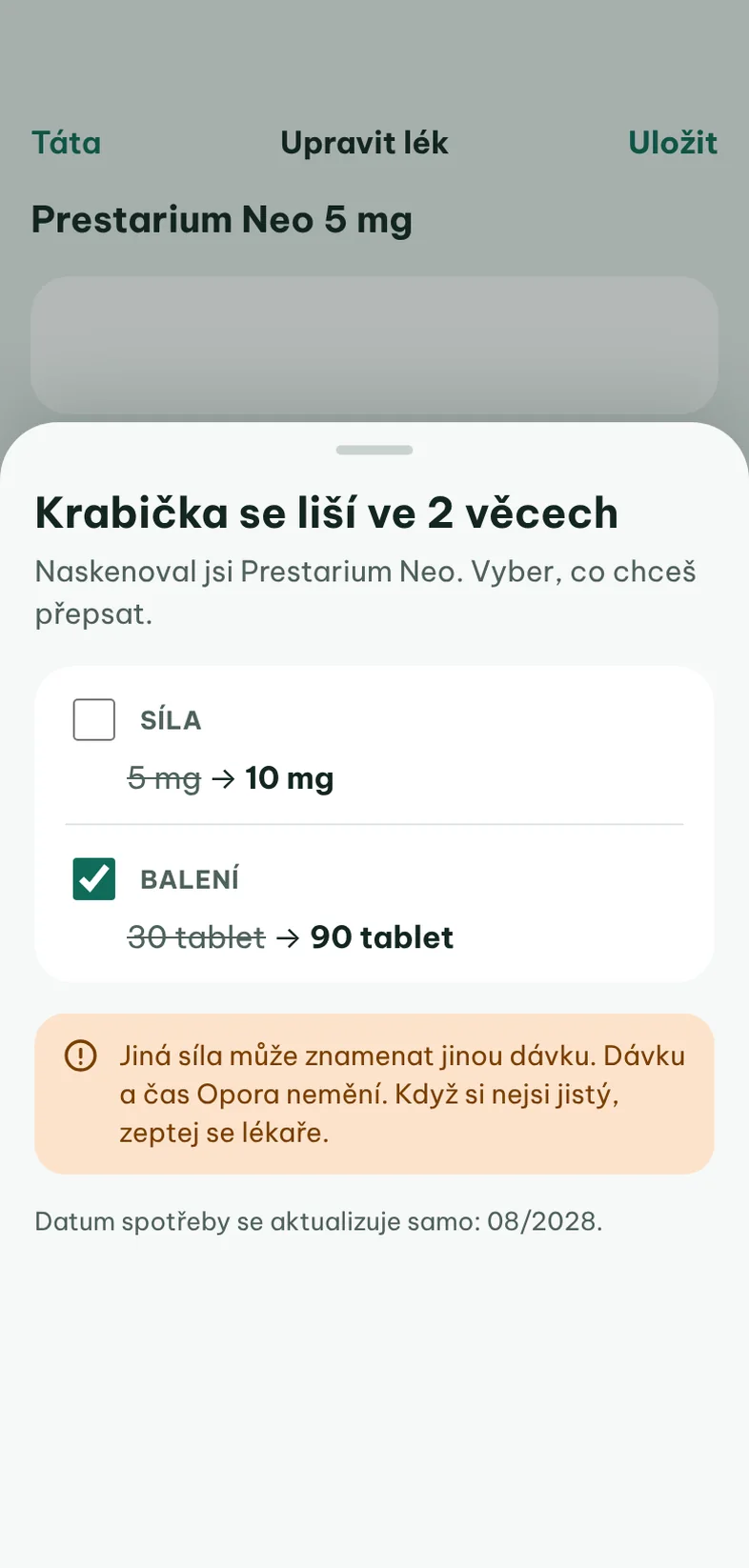 Krabička se liší
